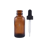 30 ml (1 oz) Amber Boston Round Glass Bottle with 20-400 Matte Silver Non-CRC Dropper – Straight Tip Glass Pipette