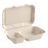 9 x 6 x 3 Sugarcane Bagasse Clamshell White 2 Compartment Takeout Container - (200Case).png