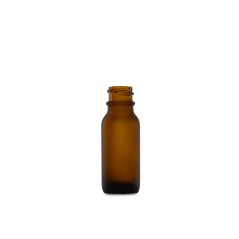 0.5 oz Amber Frosted Glass Boston Round Bottle 18-400 Neck Finish