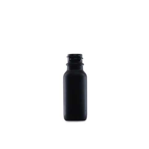 0.5 oz Black Frosted Glass Boston Round Bottle 18-400 Neck Finish