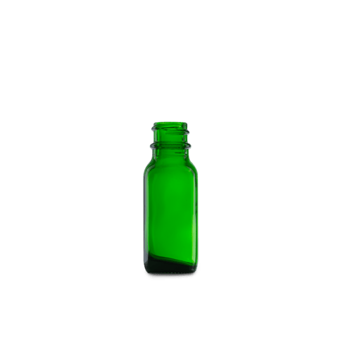 0.5 oz Green Glass Boston Round Bottle 18-400 Neck Finish