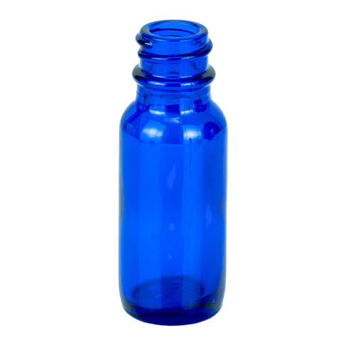 0.5oz Blue Glass Boston Round Bottle 18-400 (540/Case)