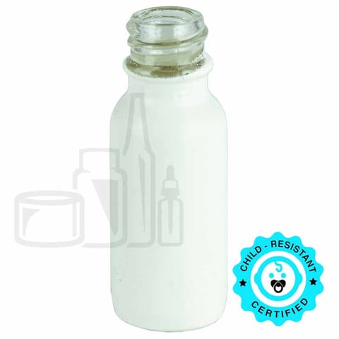 0.5oz Matte White Glass Boston Round Bottle 18-400 (540/Case)