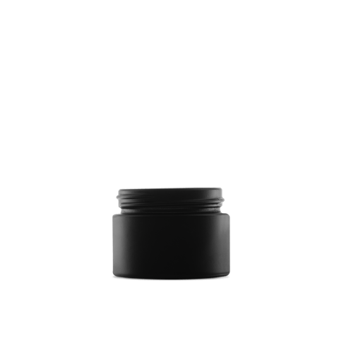 1.7 oz Black Frosted Glass Cylinder Low-Profile Jar 53-400 Neck Finish