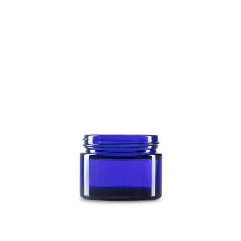 1.7 oz Blue Glass Cylinder Low-Profile Jar 53-400 Neck Finish