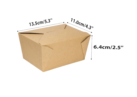 #1 Kraft Microwavable Folded Paper Take-Out Containers 5.3" x 4.3" x 2.5" - (450/Case)