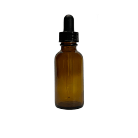 1 oz. (30 ml) Amber Boston Round Glass Bottle with Black Dropper - (81/Case)