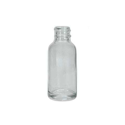 1 oz. (30 ml) Clear Boston Round Glass Bottle 20-400 Neck Finish - (81/Case)