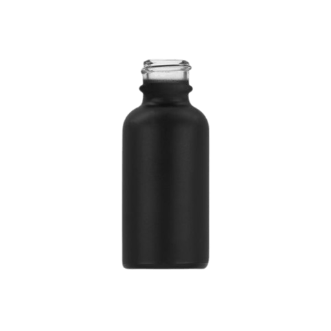 1oz Matte Black Boston Round Glass Bottle with 20-400 Neck Finish - (180/Case)