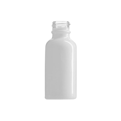 1oz Glossy White Boston Round Glass Bottle with 20-400 Neck Finish - (180/Case)