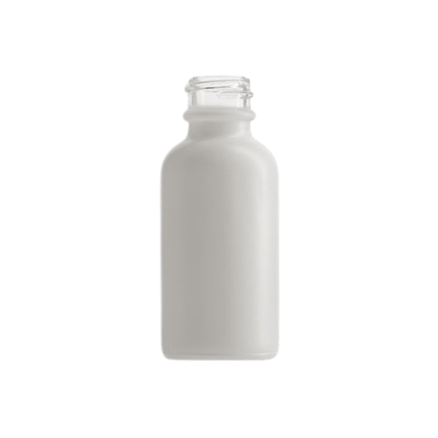 1oz Matte White Boston Round Glass Bottle with 20-400 Neck Finish - (180/Case)