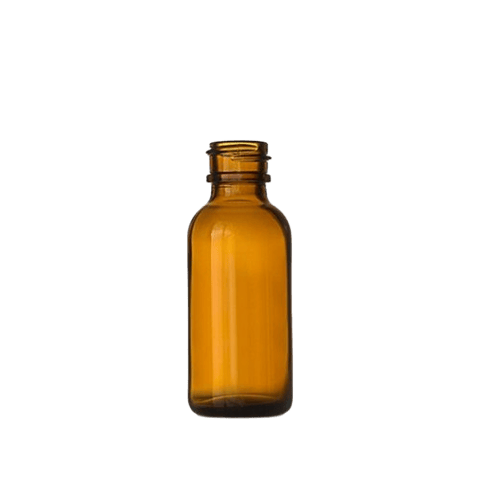 1 oz Amber Boston Round Glass Bottle with 20-400 Neck Finish - (360/Case)