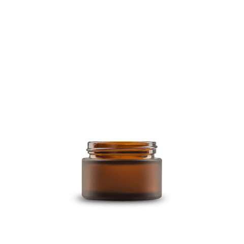 1 oz Amber Frosted Glass Cylinder Low-Profile Jar 48-400 Neck Finish