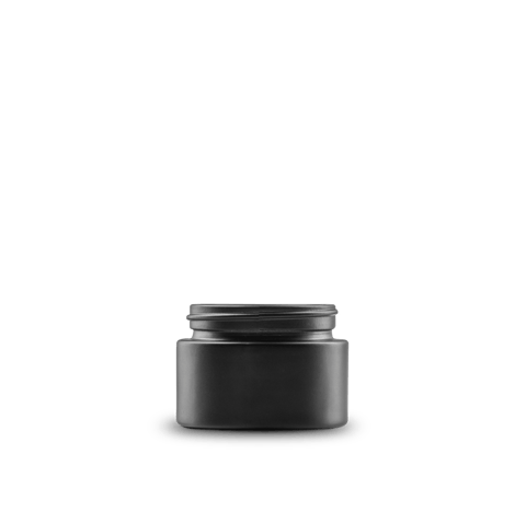 1 oz Black Frosted Glass Cylinder Low-Profile Jar 48-400 Neck Finish