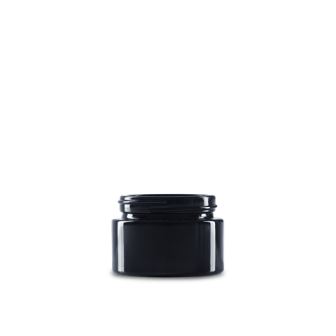 1 oz Black UV Glass Cylinder Low-Profile Jar 48-400 Neck Finish