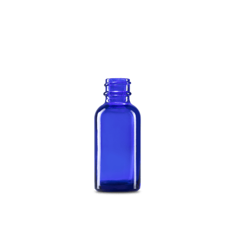 1 oz Blue Glass Boston Round Bottle 20-400 Neck Finish
