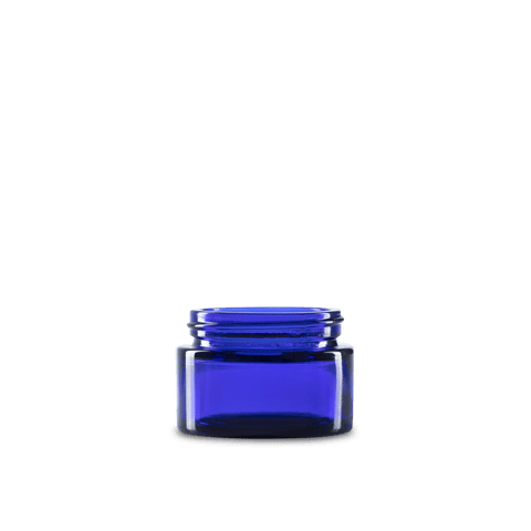 1 oz Blue Glass Cylinder Low-Profile Jar 48-400 Neck Finish