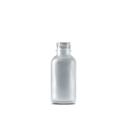 1 oz Clear Frosted Glass Boston Round Bottle 20-400 Neck Finish