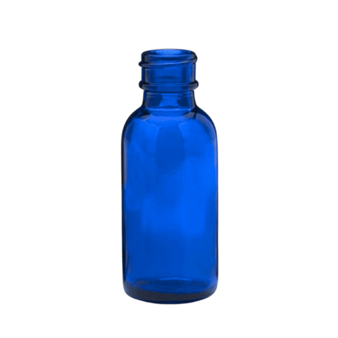 1 oz Cobalt Blue Boston Round Glass Bottle with 20-400 Neck Finish - (360/Case)