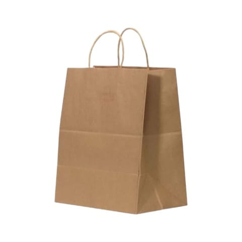 10 1/2" x 7" x 13" Kraft Paper Shopping Bag with Handles, Medium - (250/Case)