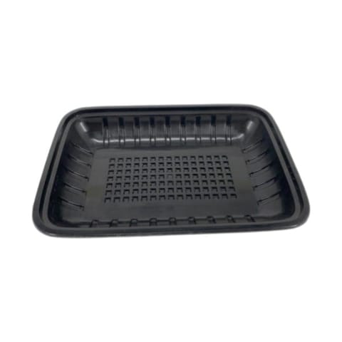10 13/16" x 5 5/8" x 1 1/4" Black PP Plastic Meat Tray - (300/Case)