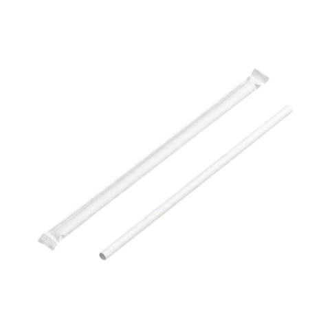 10 1/4" Clear Plastic Giant Straw, Paper Wrapped - (1200/Case) V211TRC
