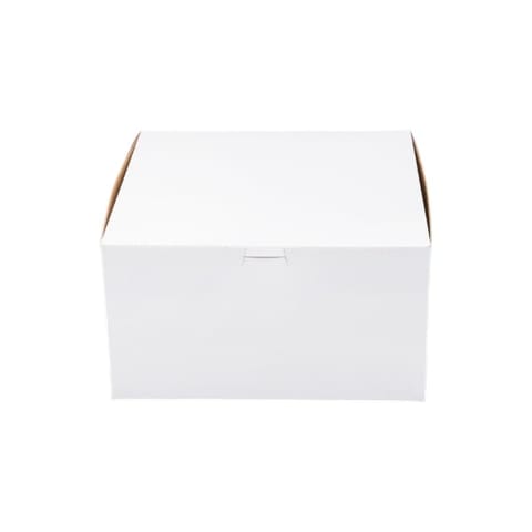 10" x 10" x 5" White Cake / Bakery Box, 1-Piece, Lock Corner - (100/Case) 6106