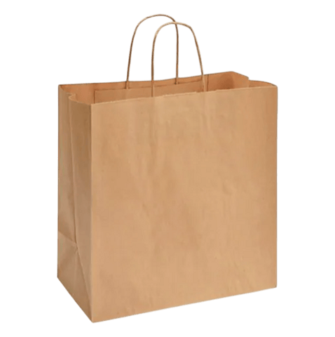 10" x 5" x 13" Kraft Paper Shopping Bag with Handles - (250/Case)