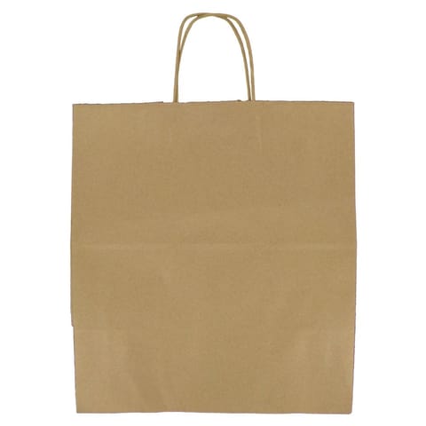 14" x 10" x 15.75" Natural Kraft Paper Customizable Shopping Bag with Handles - (200/Case)
