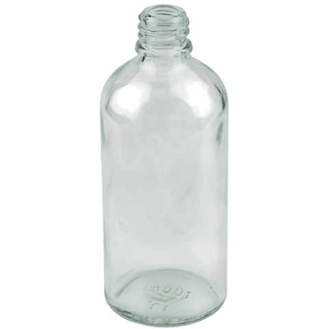 100ml Clear Glass Euro Round Bottle 18-415 (140/Case)
