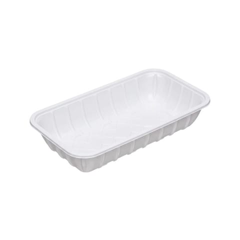 #10K White PET Plastic Meat Tray,  10 3/4" × 5 7/8" × 1 7/8" - (150/Case)