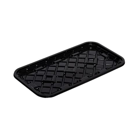 #10S Black PET Plastic Meat Tray,  10 3/4" × 5 7/8" × 9/16" - (250/Case)