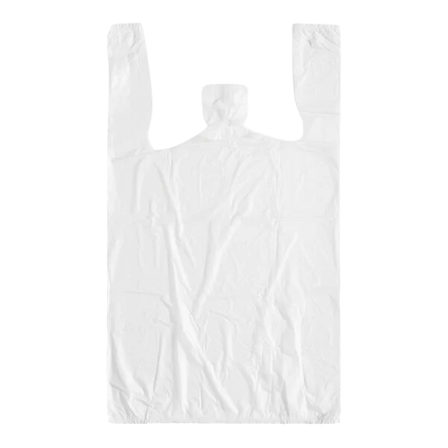 1/10 Small Size White Unprinted Standard-Duty T-Shirt Bag - (2000/Case)