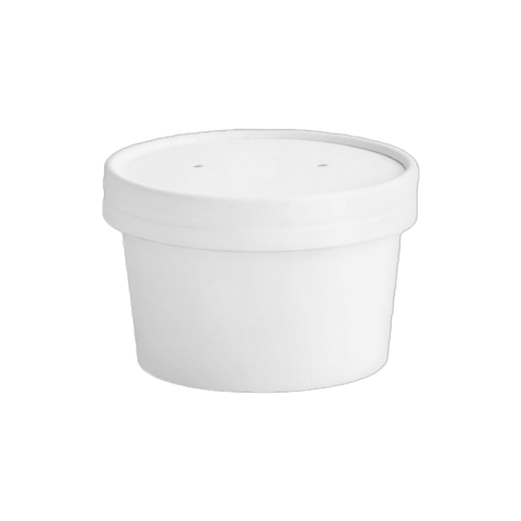 12 oz. White Double Poly-Coated Paper Cup with Vented Lid – For Soups, Stews & Takeout - (250/Case)