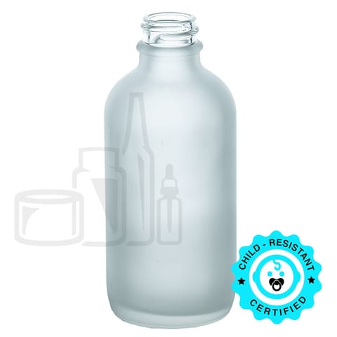 120ml Frosted Clear Glass Boston Round Bottle 18-415 (128/Case)