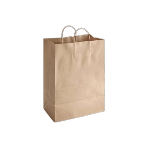 13 x 7 x 17" Natural Kraft Paper Customizable Shopping Bag with Handles - (250/Case)