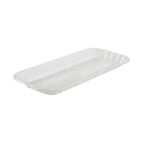 14 9/10'' x 5 1/2'' x 9/10'' Clear PET Plastic Meat Trays - (200/Case)