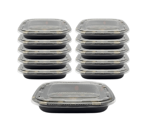 14.17" x 14.17" x 1.97" Square Sushi Containers with Clear Lids​ - (60/Case)