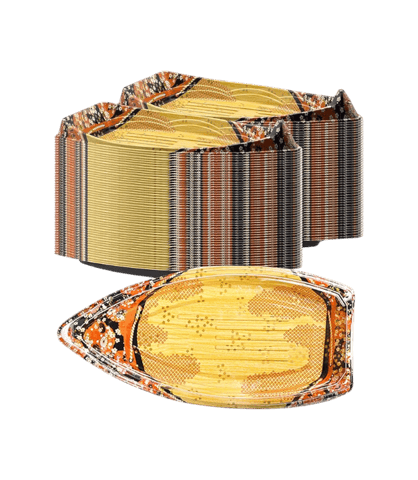 14.96" x 7.28" x 2.36" Disposable Boat-Shaped Sushi Trays (Base) - 240/Case