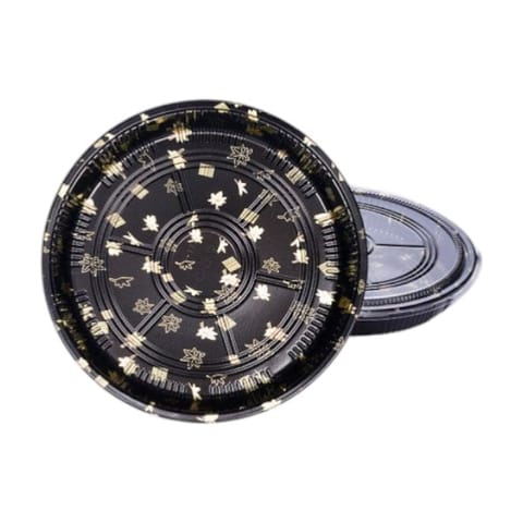 15" Round Sushi Party Tray with Lid - (60/Case)