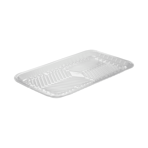 15" x 8 1/16" x 3/5" Clear PET Plastic Meat Trays - (200/Case)