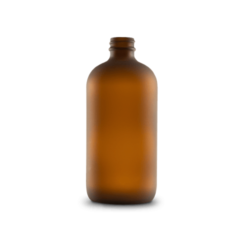 16 oz Amber Frosted Glass Boston Round Bottle 28-400 Neck Finish