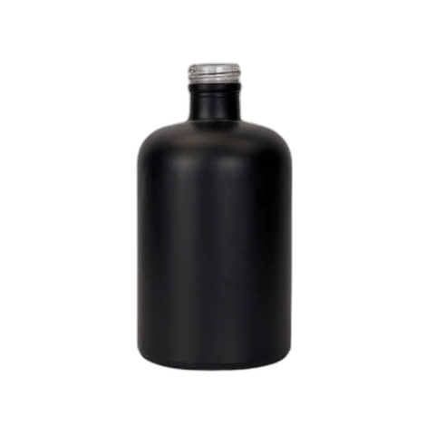 16 oz. Black Matte Boston Round Glass Bottle 28-400 Neck Finish - (12/Case)