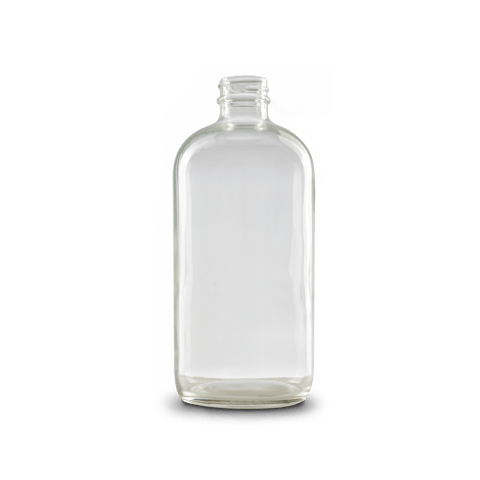16 oz Clear Glass Boston Round Bottle 28-400 Neck Finish