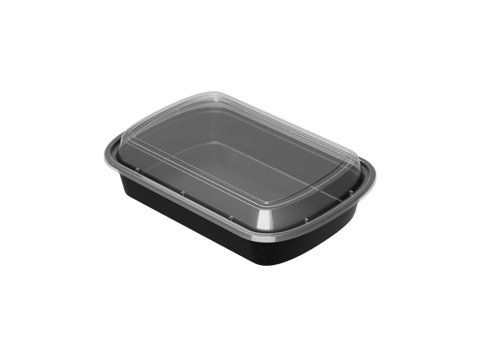 16 oz. Black Rectangular Microwavable Heavy Weight Plastic Food Containers with Lids - (150/Case)