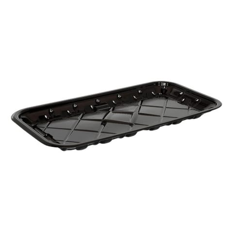 #17S Black PET Plastic Meat Tray, 8 3/8" × 4 7/16" × 9/16" - (500/Case)