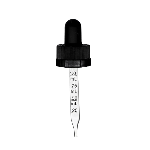 18-400 Black CRC Dropper with 64 mm Graduated Glass Pipette - 1000/Case