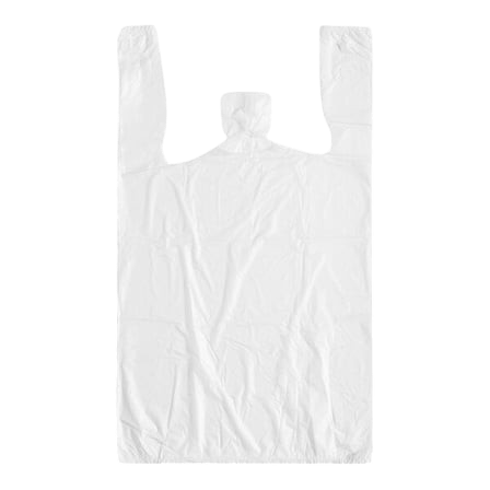 1/8 Small Size White Unprinted Standard-Duty T-Shirt Bag - (2000/Case)