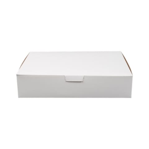 19" × 14" × 4" White Cake / Bakery Box, 1-Piece, Lock Corner, 1/2 Sheet - (50/Case) 6191