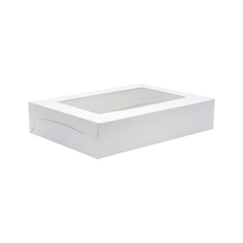 19" x 14" x 4" White Window Cake / Bakery Box, 1-Piece, Lock Corner - (50/Case) WW19144